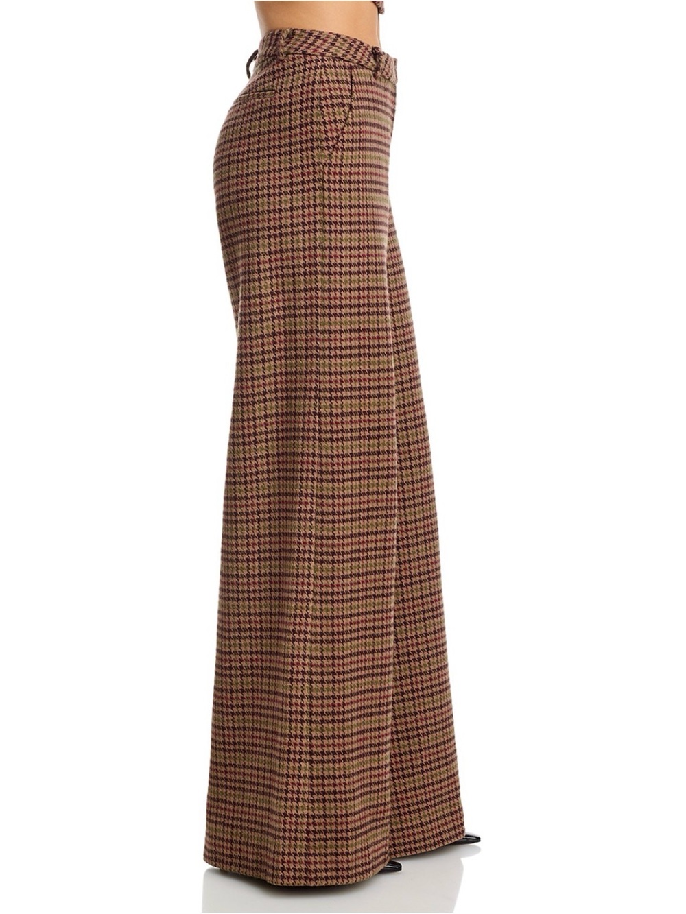 L'AGENCE NWT $475 Pilar Multi Brown Plaid Houndstooth Wide-Leg High-Rise Pant 8 - Picture 8 of 16